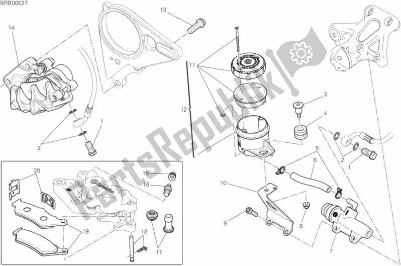 All parts for the Rear Brake System of the Ducati Diavel Xdiavel S Brasil 1260 2019